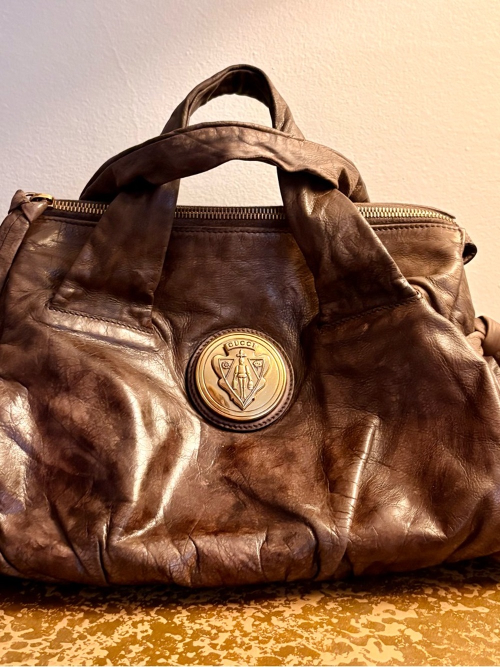 Gucci Brown Leather Y2K Tote Bag